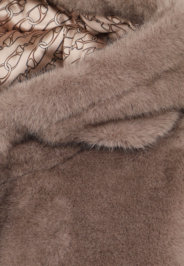 Herno Plush Faux Fur Bomber Jacket With Hood And Adjustable Fit
