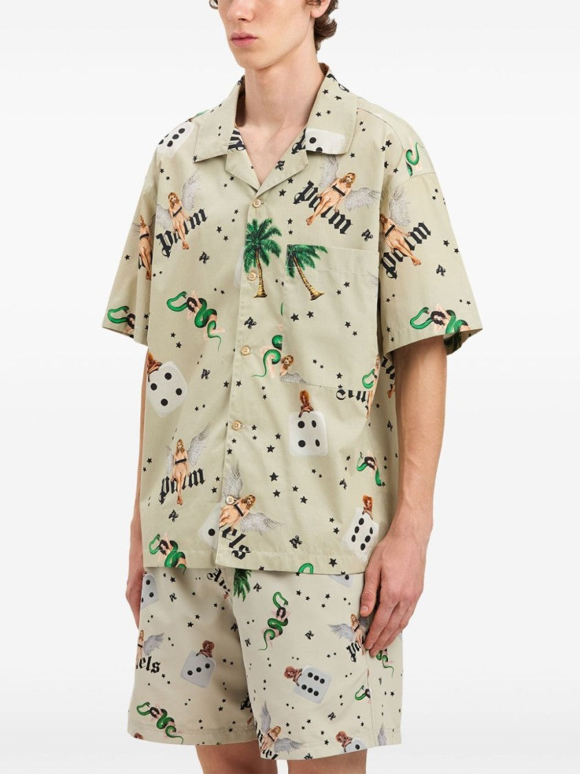 Palm Angels `Pin Up` Short Sleeve Bowling Shirt