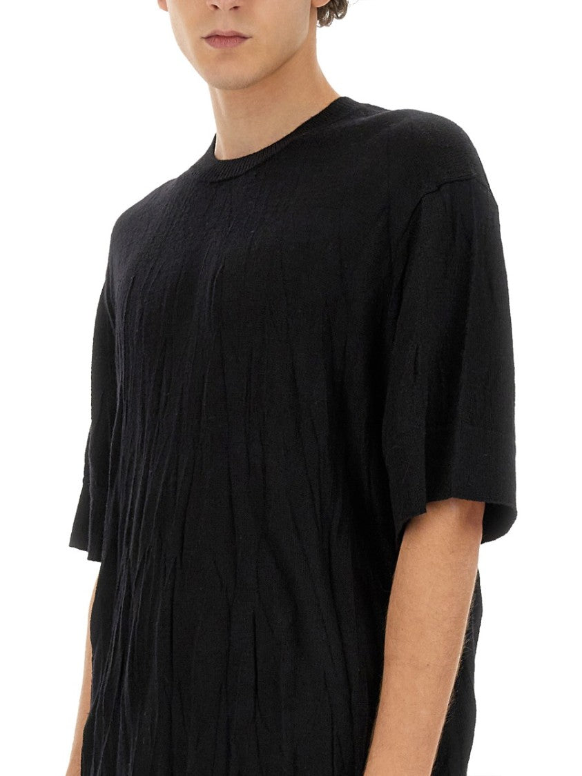 Helmut Lang Crinkled Black T-Shirt