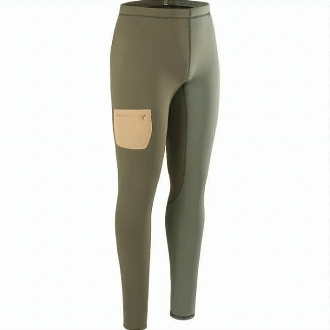Arc'teryx Slim-Fit Olive Green Leggings With Beige Patch Pocket