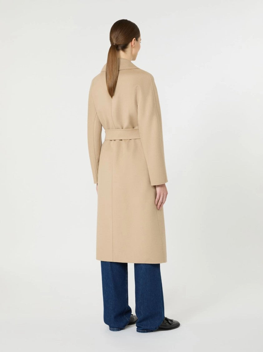 Max Mara Knee-Length Coat With Wide Lapel And Self-Tie Belt