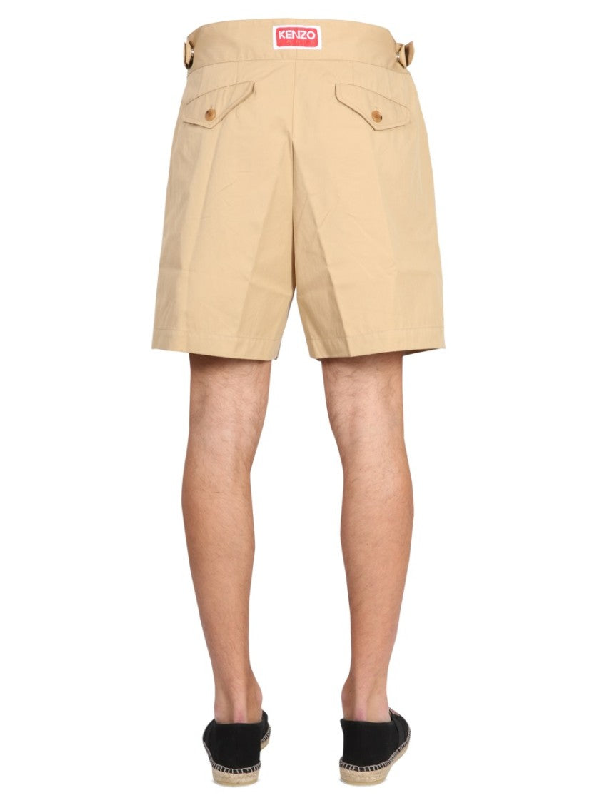 Kenzo Structured Twill Shorts With Adjustable Belt