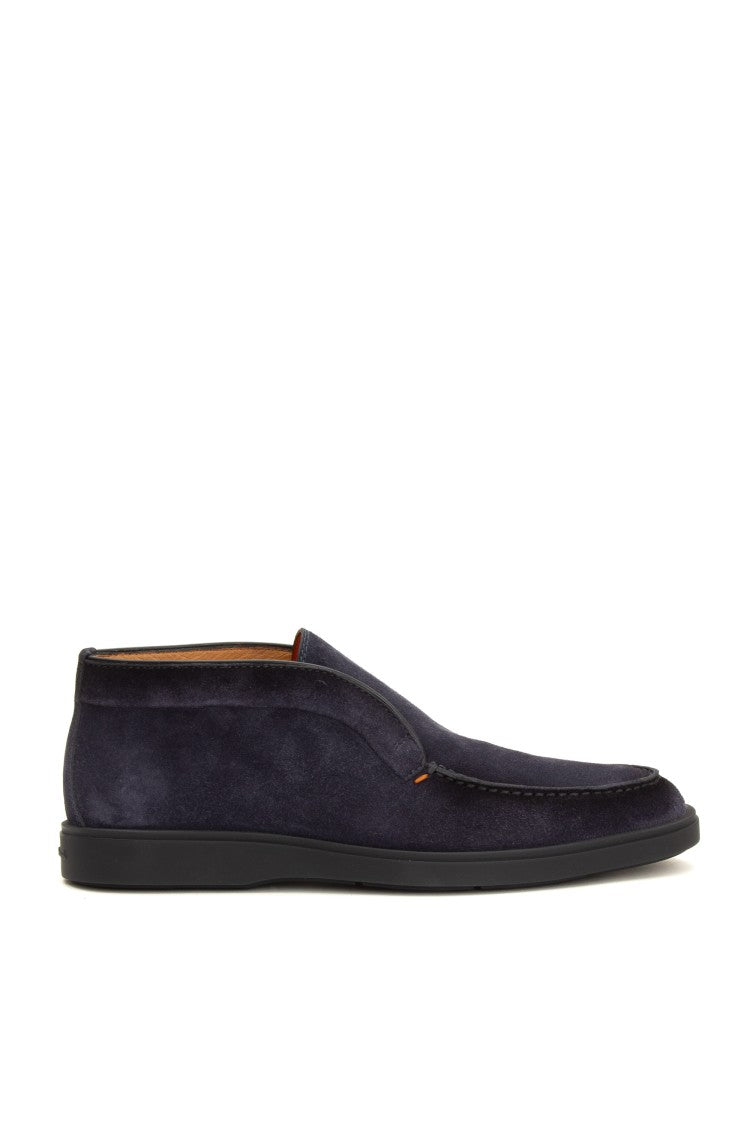 Santoni Suede Slip-On With Rubber Sole