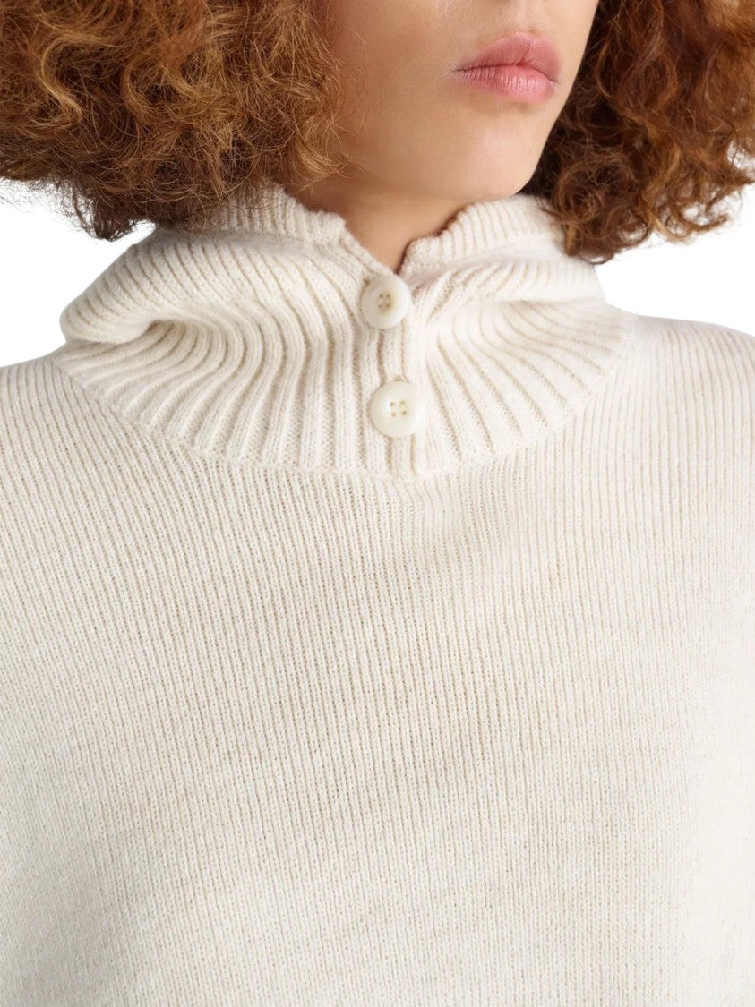 Lemaire Relaxed-Fit Neutral Sweater With Hood And Long Sleeves