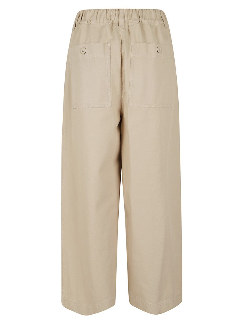 Max Mara Beige Wide-Leg Trousers With Visible Button Fastening