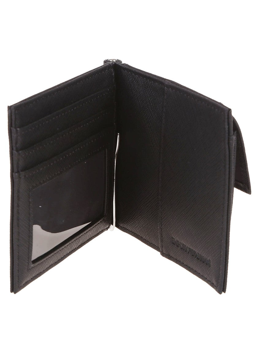 Emporio Armani Black Textured Logo Plaque Wallet
