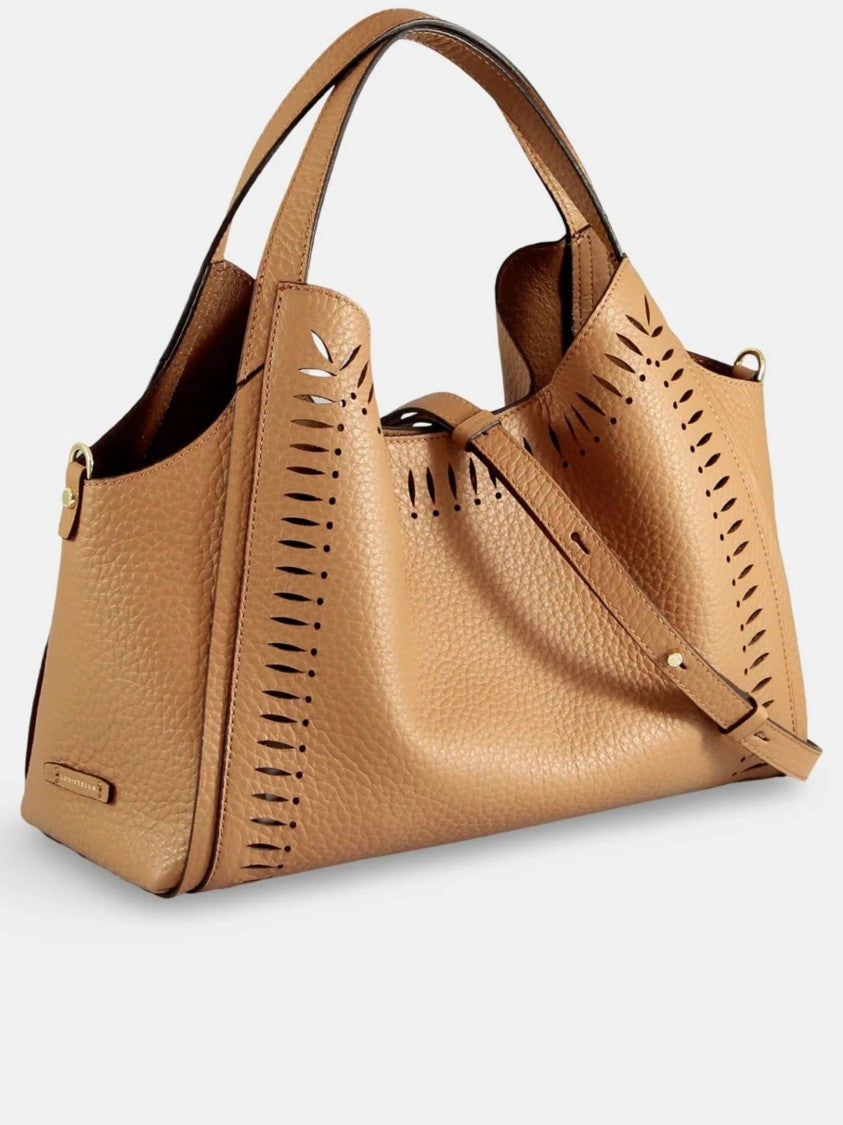 Loristella Brown Serena Textured Slouchy Handbag