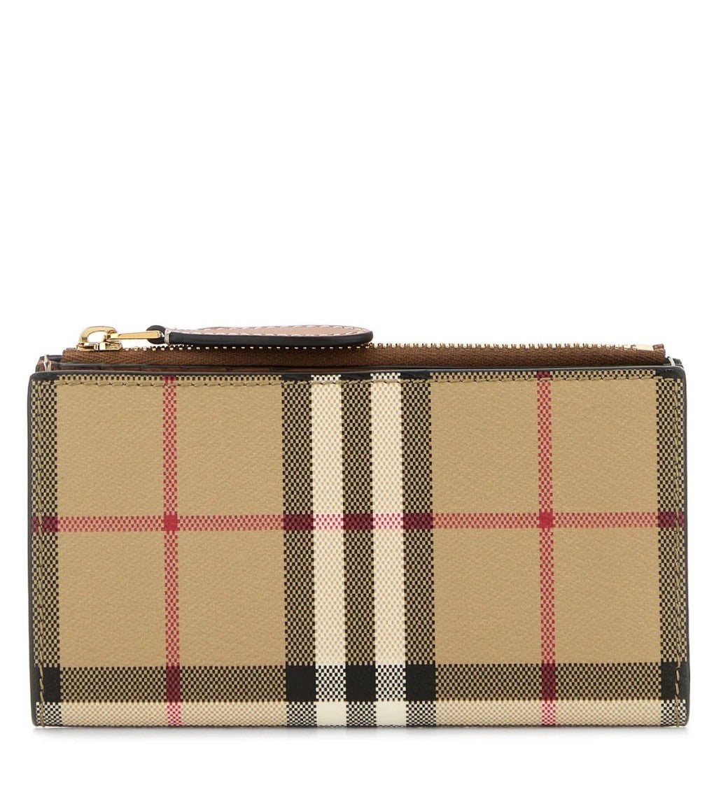 Burberry Checkered Pattern Wallet With Zippered Compartment