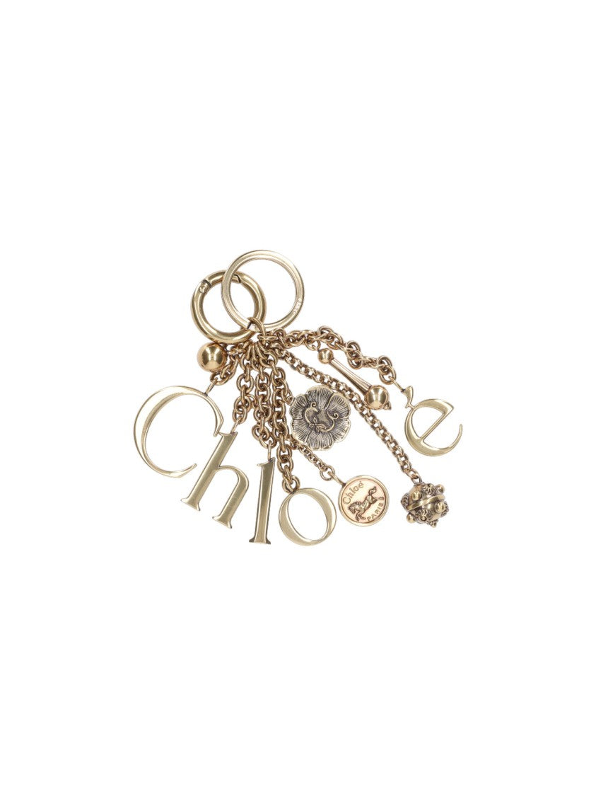 Chloé Gold-Toned Metal Keychain Charm With Decorative Accents