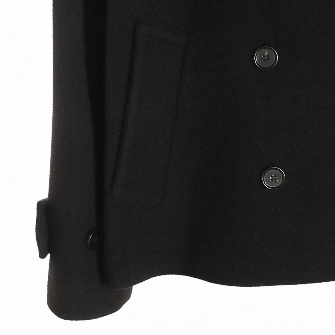 Chloé Double-Breasted Black Wool Coat With Lapel Collar