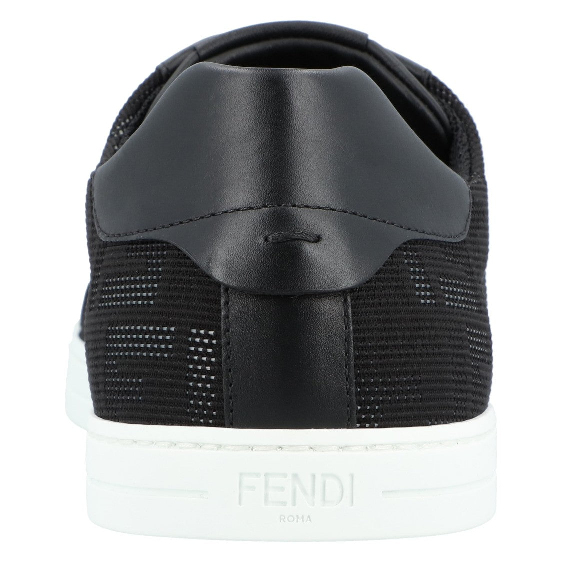 Fendi Textured Black Fabric Sneakers With Leather Accents