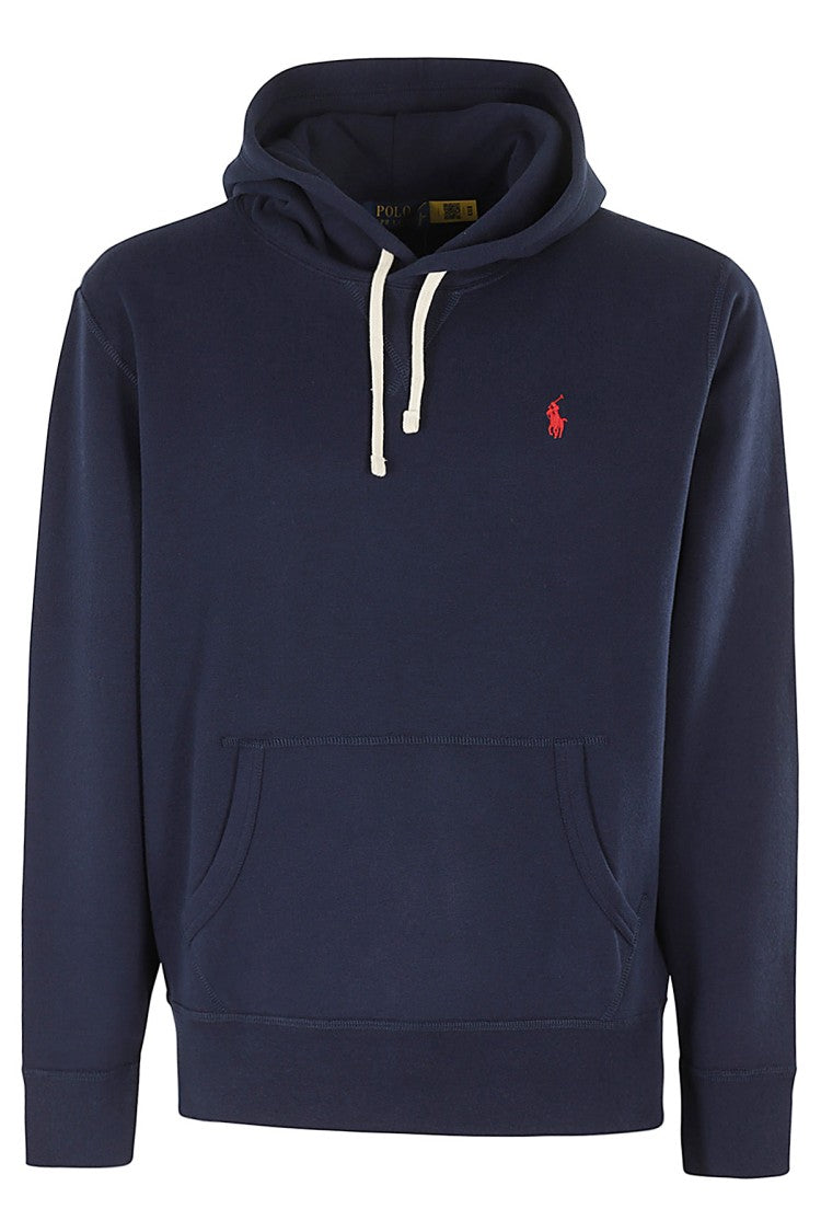 Polo Ralph Lauren Navy Hooded Sweatshirt With Kangaroo Pocket And Embroidered Logo