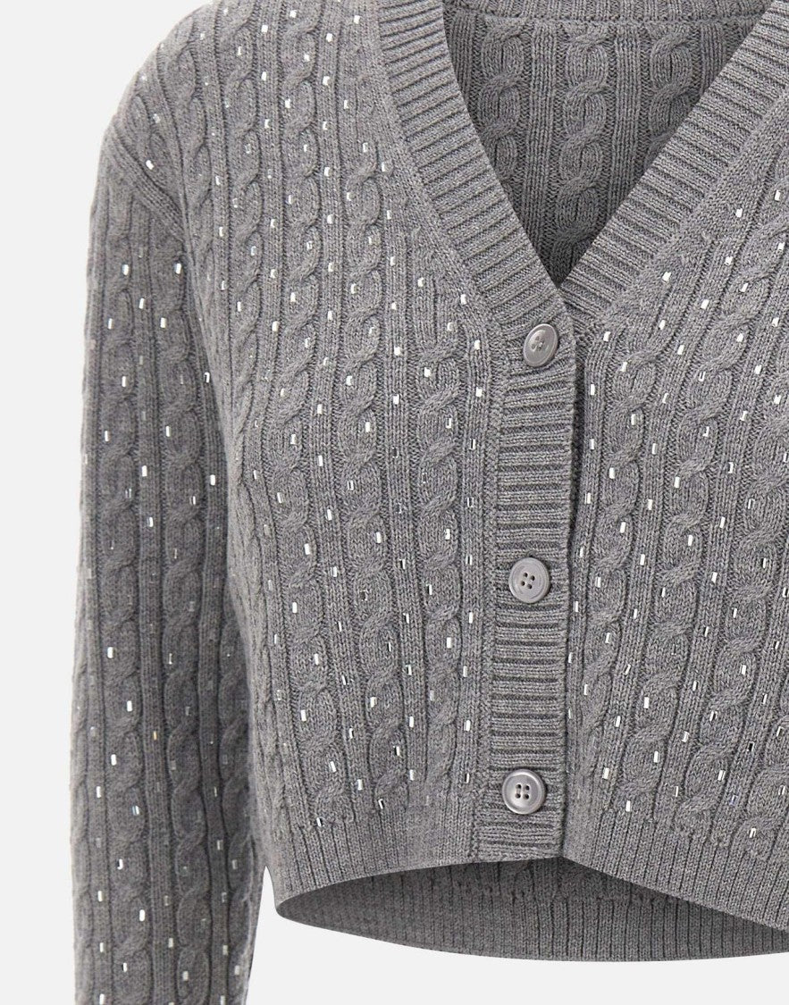Max Mara Classic Cable Knit Cardigan With V-Neckline