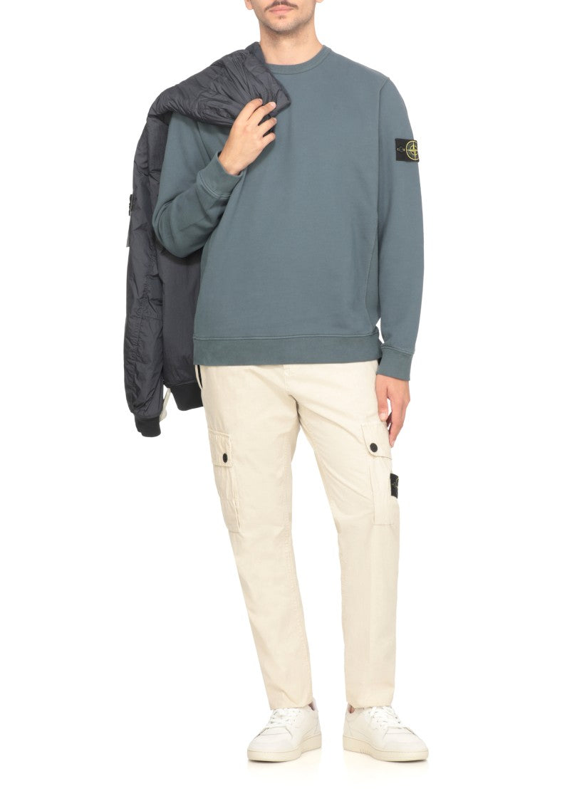 Stone Island Muted Blue Cotton Sweatshirt