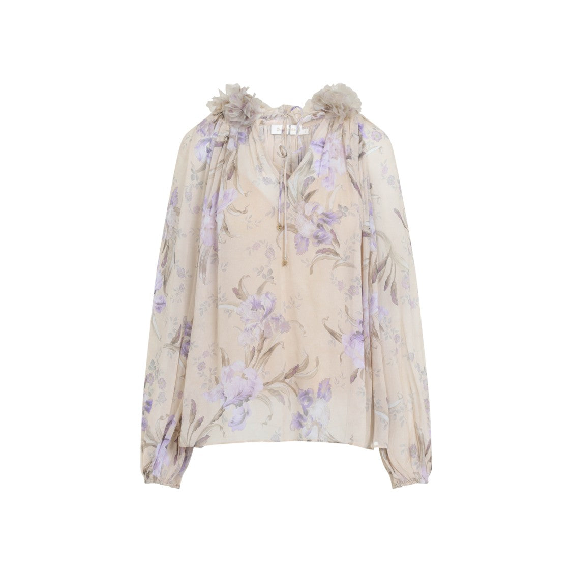 Zimmermann Gathered Neckline Floral Pattern Shirt