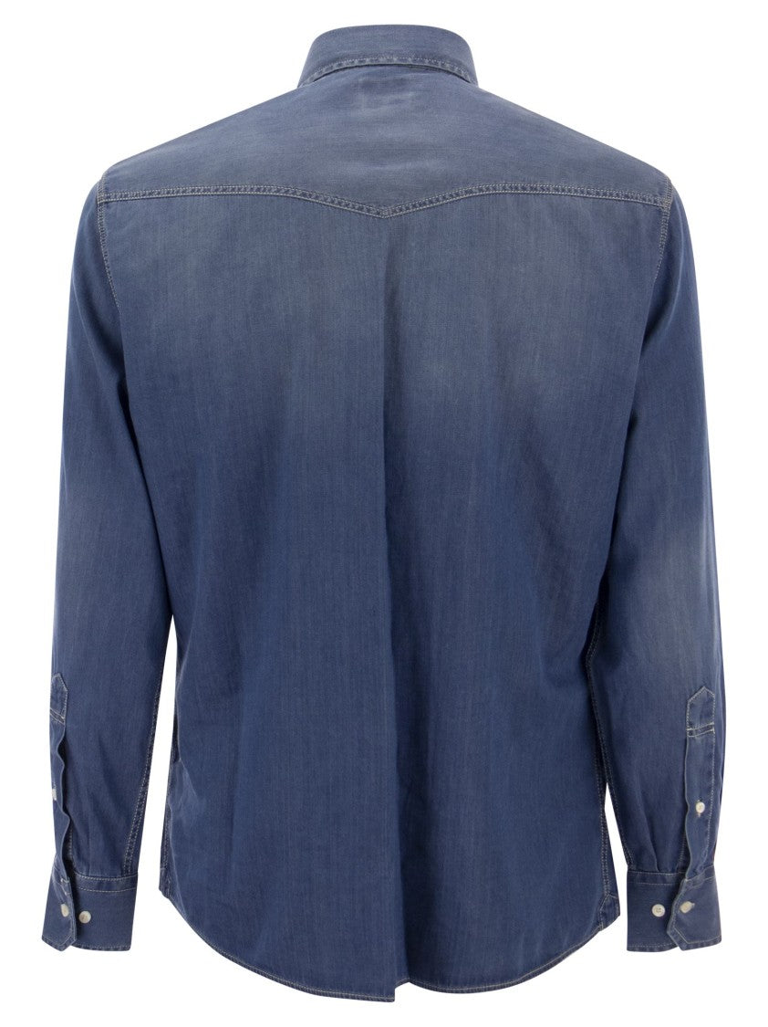 Brunello Cucinelli Easy Fit Shirt In Light Denim