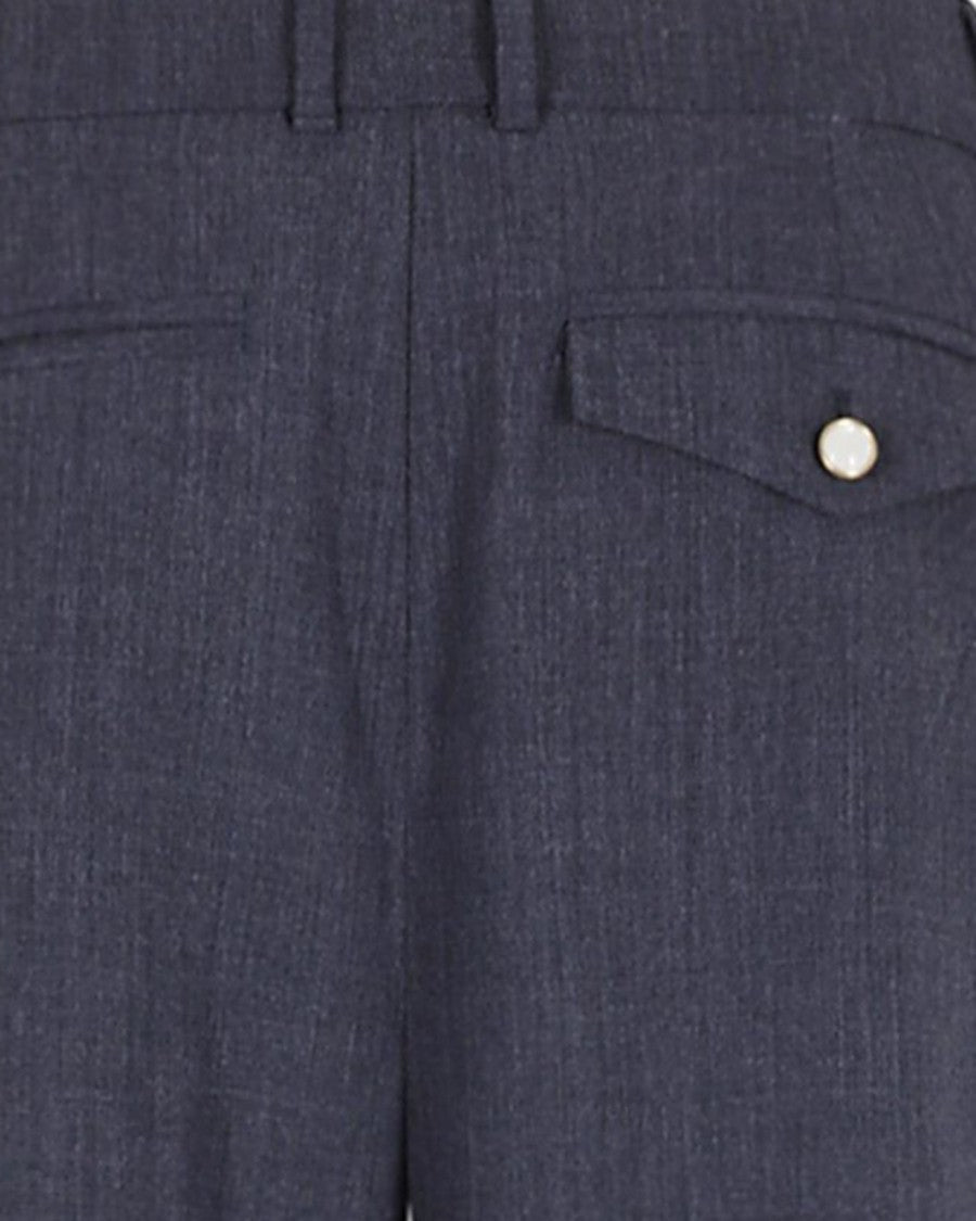 Thestroy Blue Anthem Cotton-Blend Pleated Soft Pants