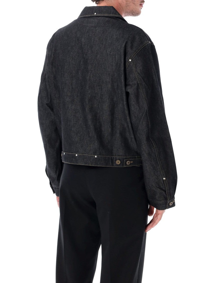 Lemaire Trucker Jacket With Studs Studded Heavy Denim Jacket