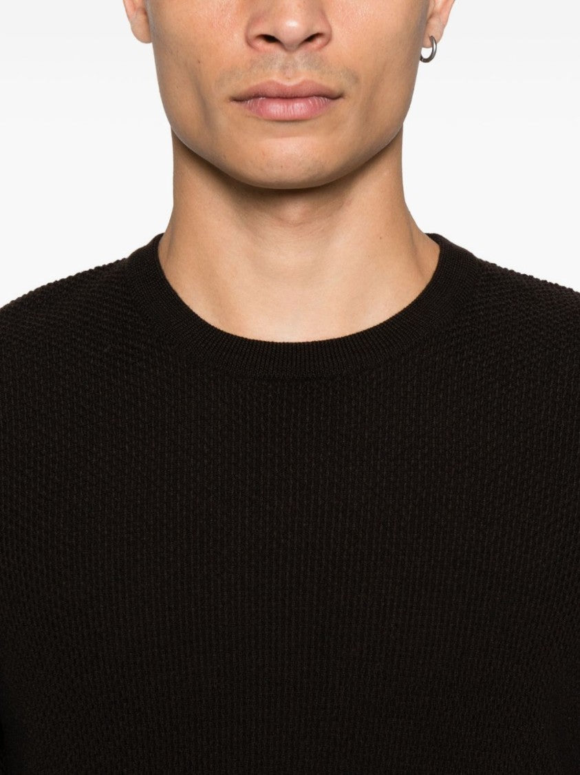 Vengera Black Crew Neck Sweater In /Virgin Wool