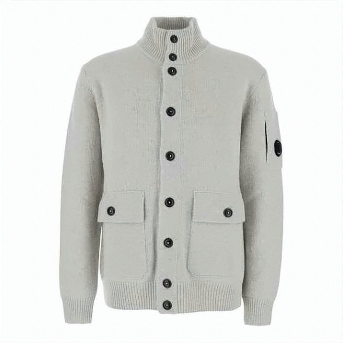 C.P. Company High-Neck Grey Knit Cardigan