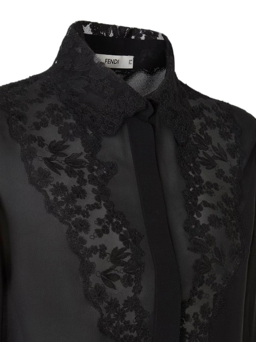 Fendi Sheer Intricate Lace Detailing Blouse