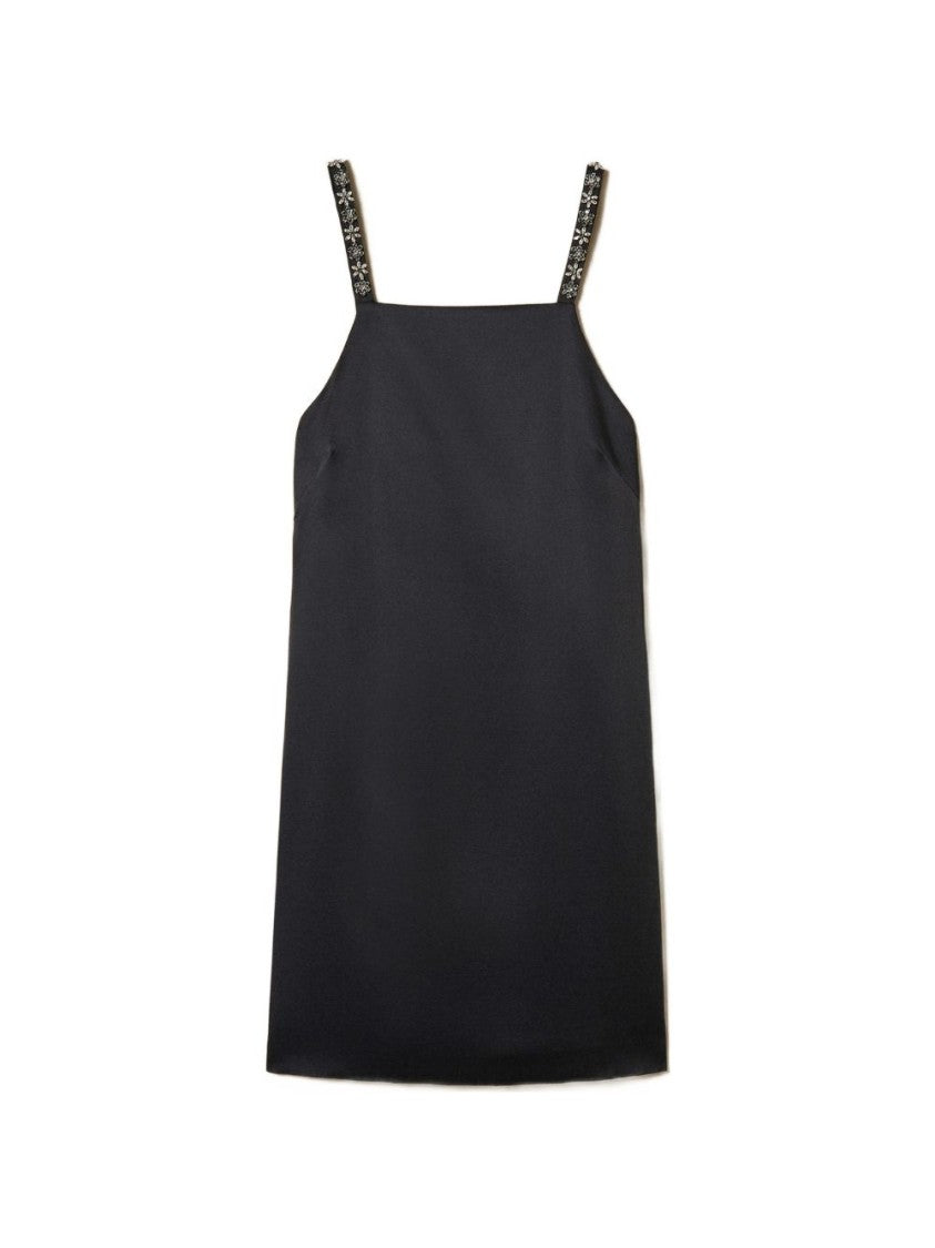 Twin-Set Black Rhinestone Duchesse Satin Day Dress