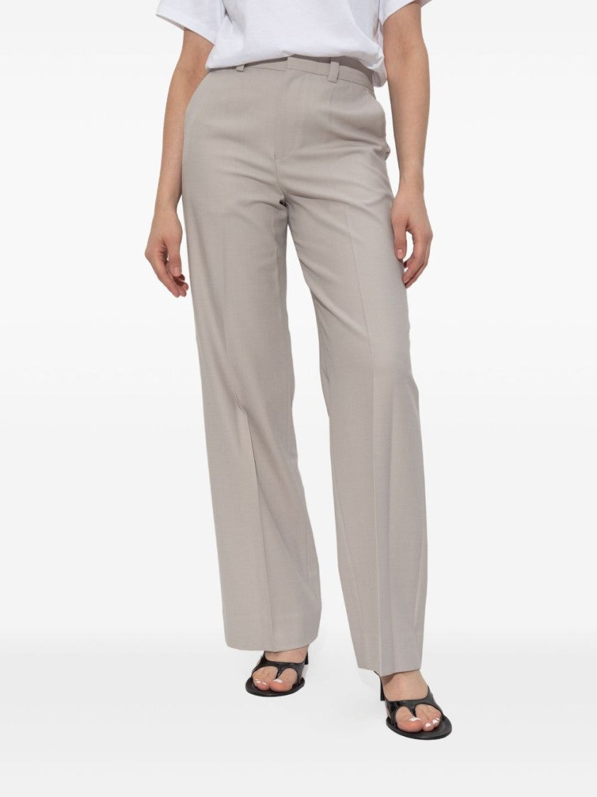 Victoria Beckham Tailored Gray Trousers With Straight-Leg Silhouette
