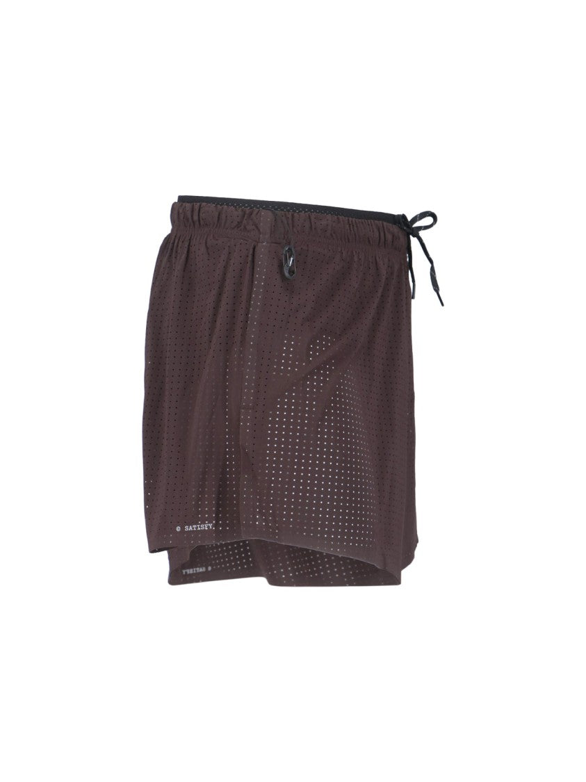 Satisfy Brown Space-O Technical Perforated Shorts