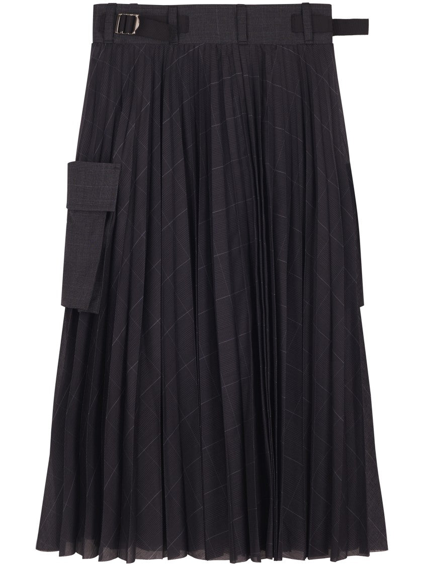 Sacai Glen Check Pleated Skirt