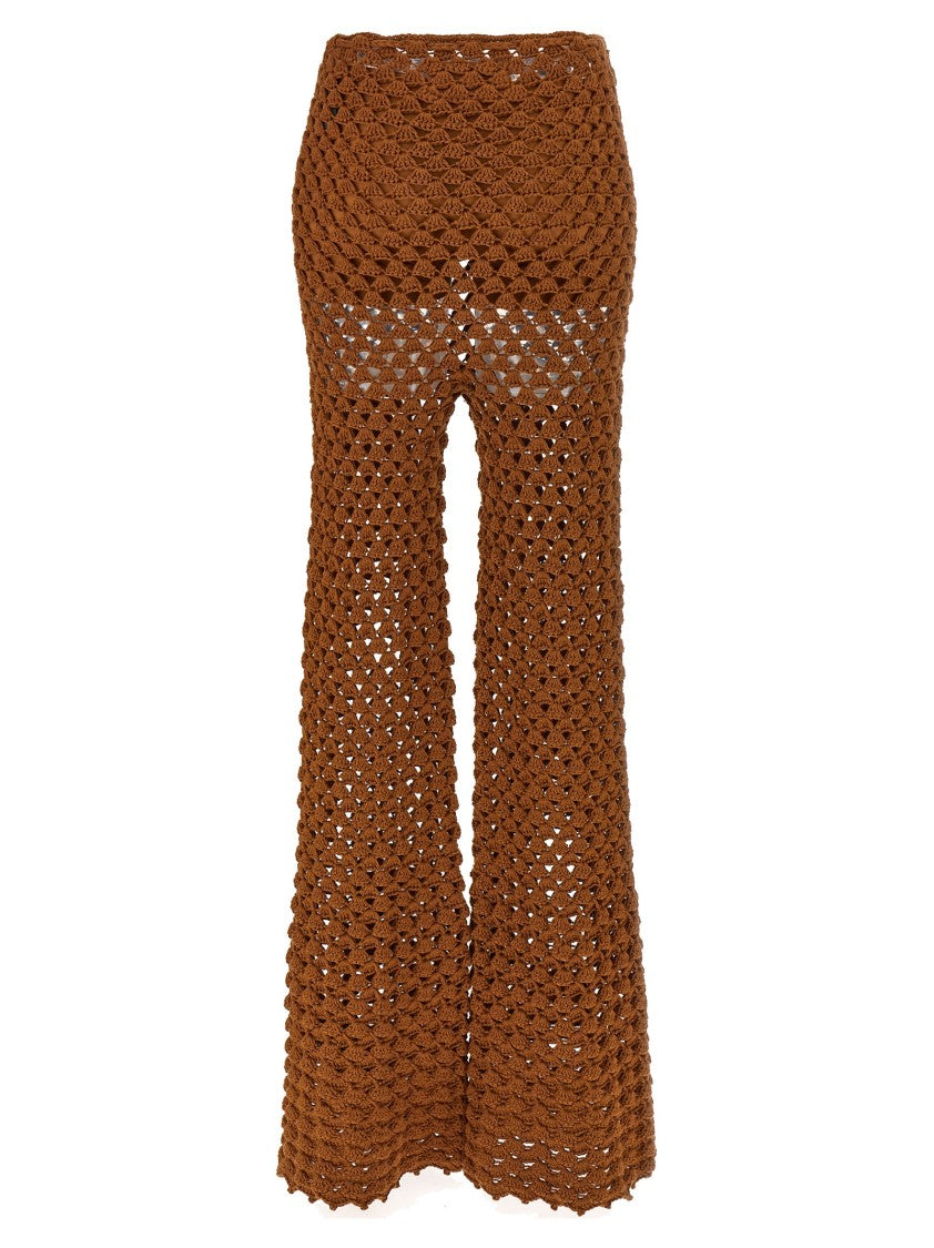 Ermanno Scervino Fan-Stitch Crochet Pants With Flared Leg Design