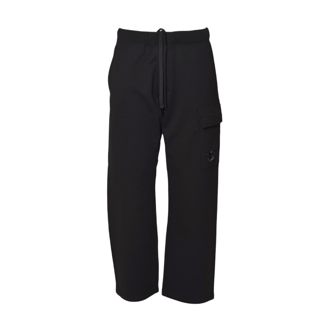 C.P. Company Straight Leg Black Trousers With Cargo Pocket And Drawstring Waist