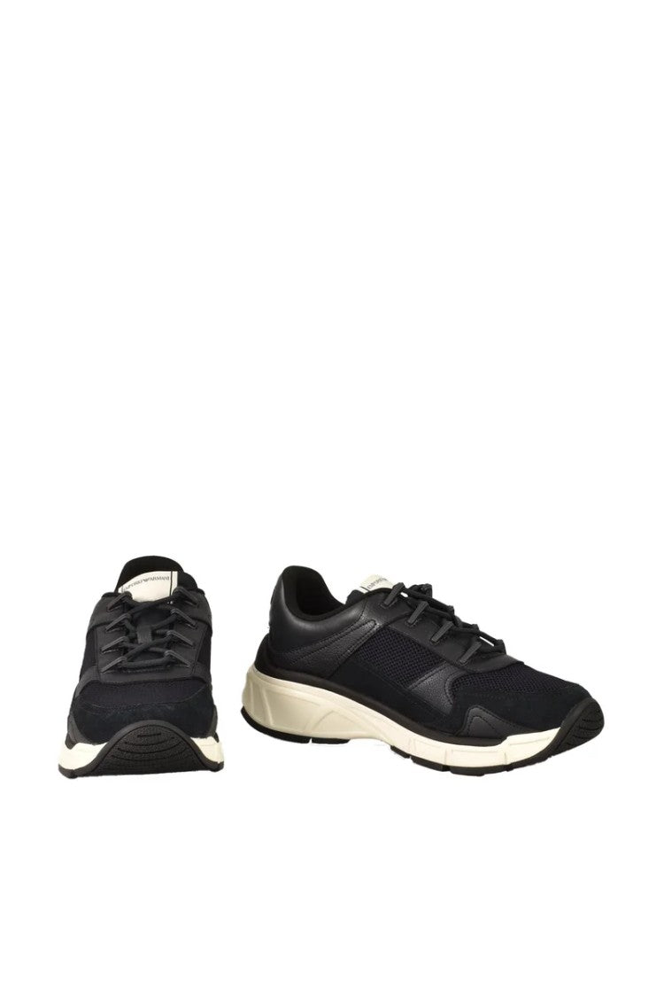 Emporio Armani Multicolor Leather And Mesh Sneakers