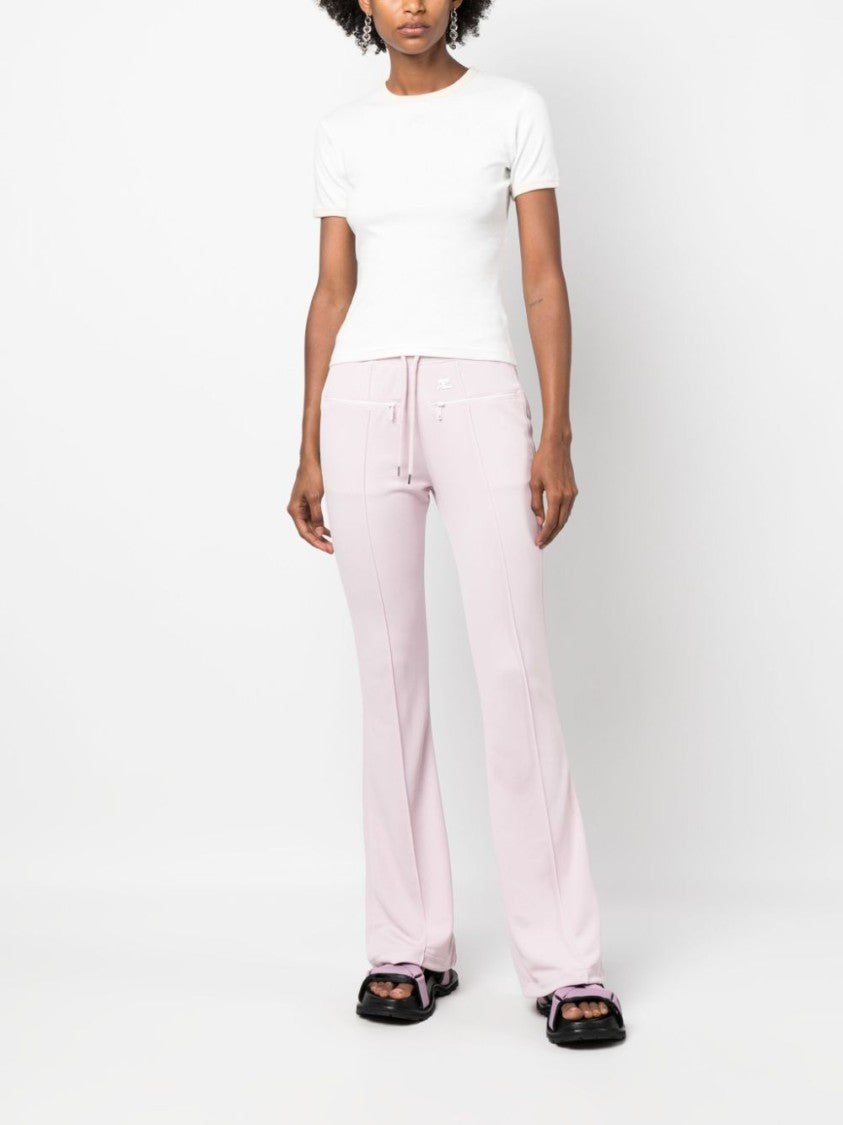 Courrèges Flared Trousers With Logo Patch