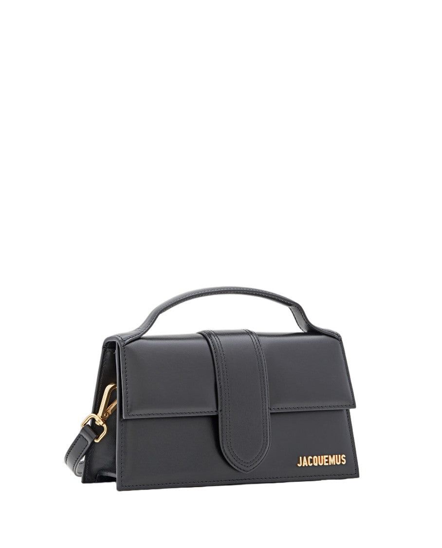 Jacquemus Structured Black Leather Shoulder Bag With Padded Handle