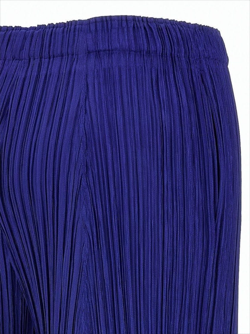 Pleats Please Pleated Wide-Leg Cropped Pants With Elastic Waistband