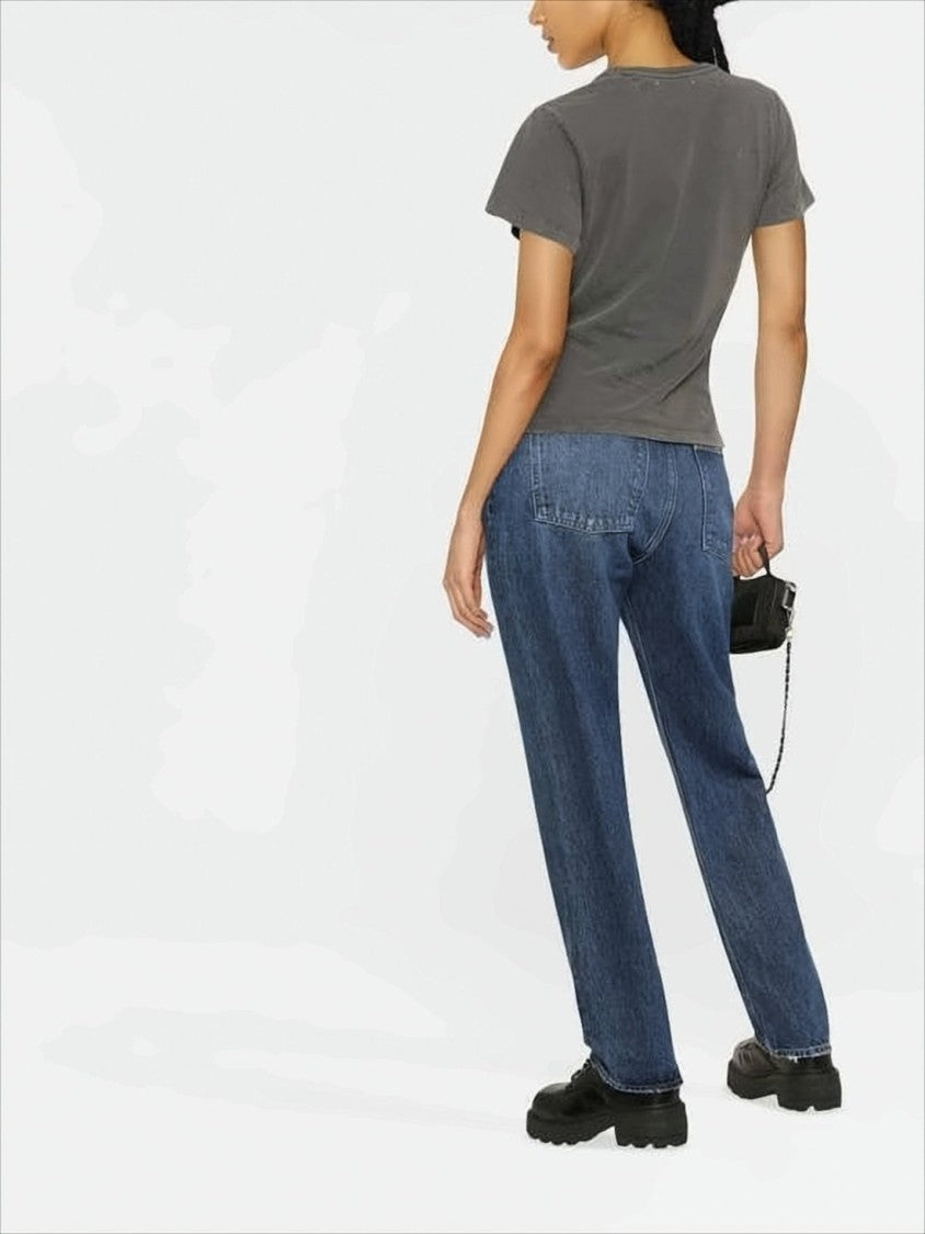 Golden Goose Washed Charcoal Grey Short-Sleeved T-Shirt With Tonal Print