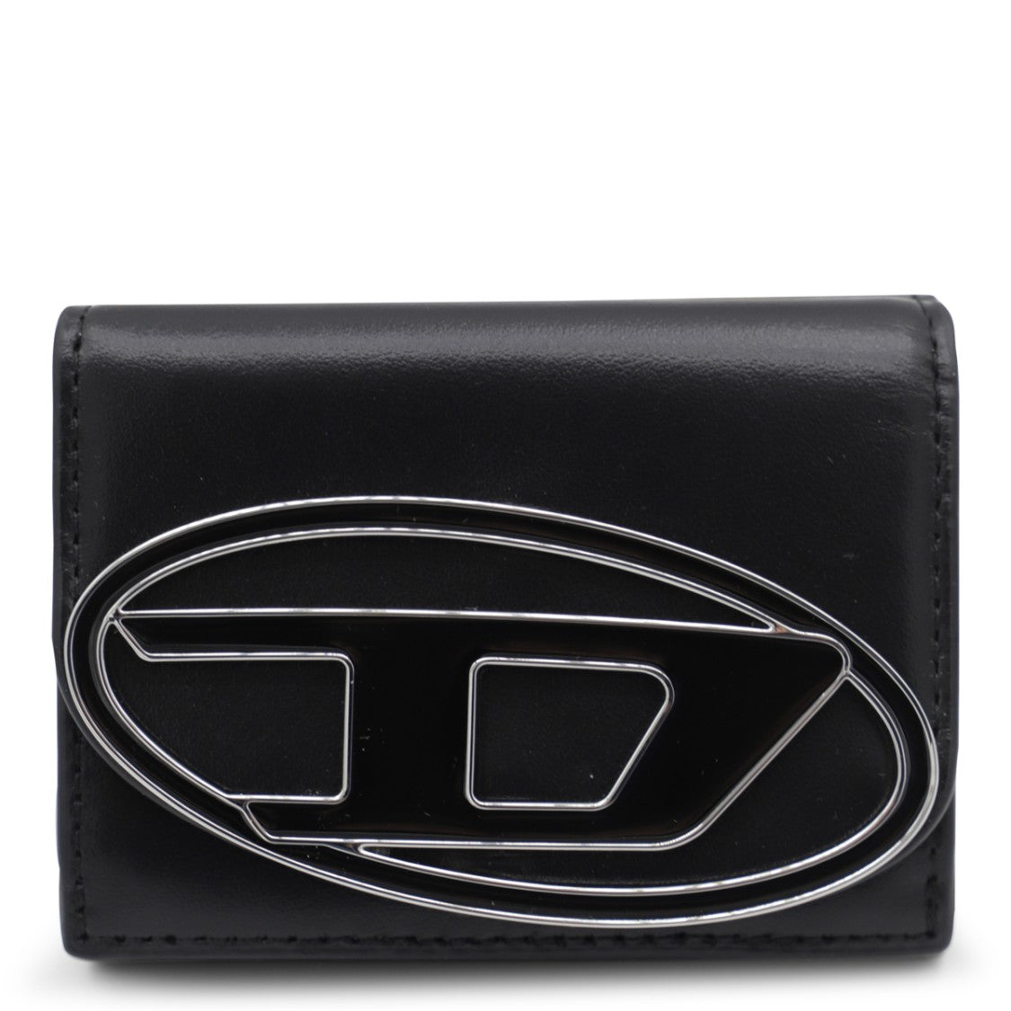 Diesel Black Leather Tri-Fold Wallet