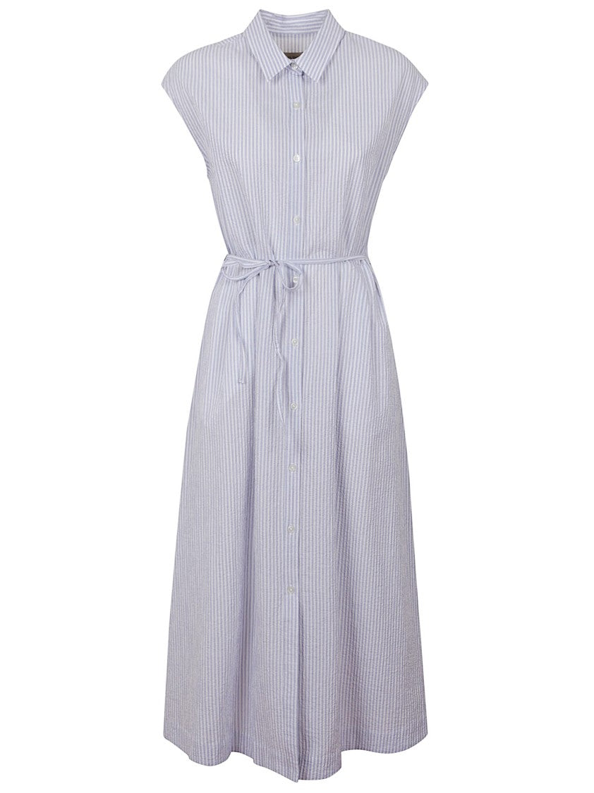 Woolrich Belted Midi Dress With Classic Button-Down Design