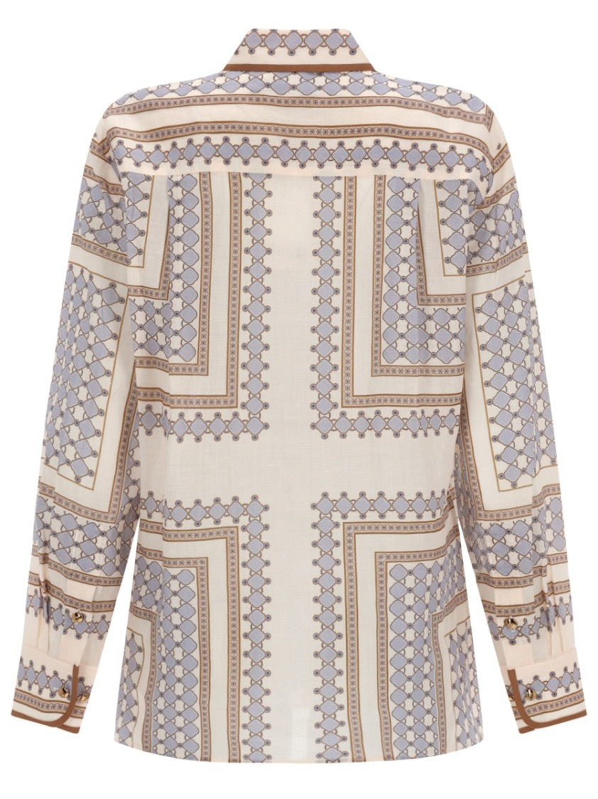 Zimmermann Beige Geometric Pattern Ramie Shirt