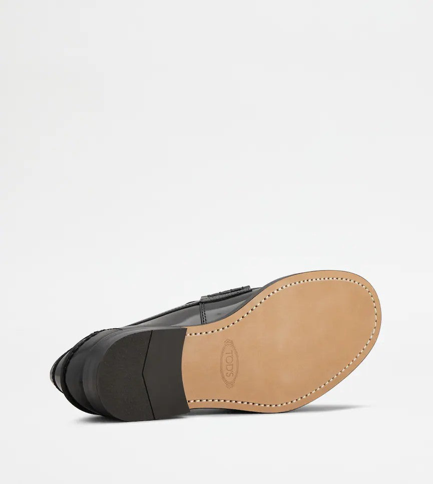 Tod's Timeless Penny Loafers In Polished Black Calfskin