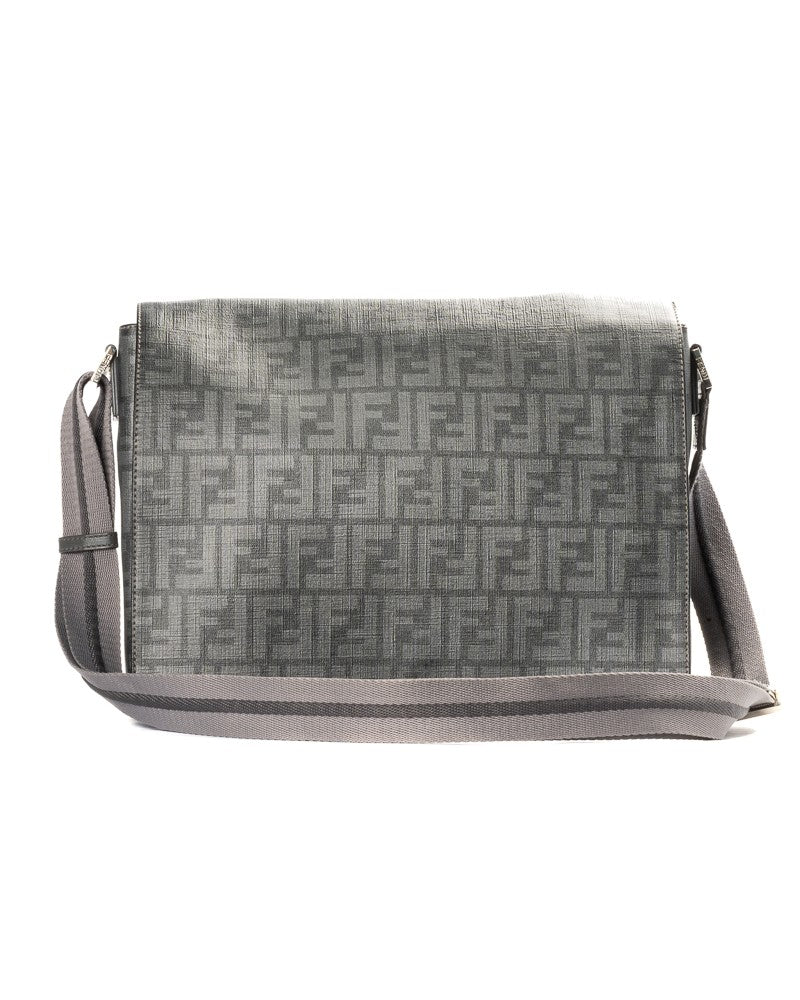 Fendi Large Messenger Bag With Ff Logomania Pattern And Leather Accents