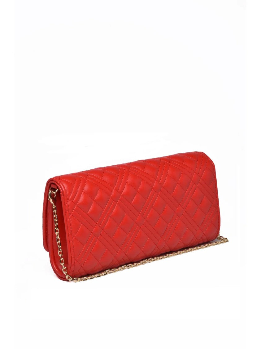 Love Moschino Red Polyurethane Quilted Baguette