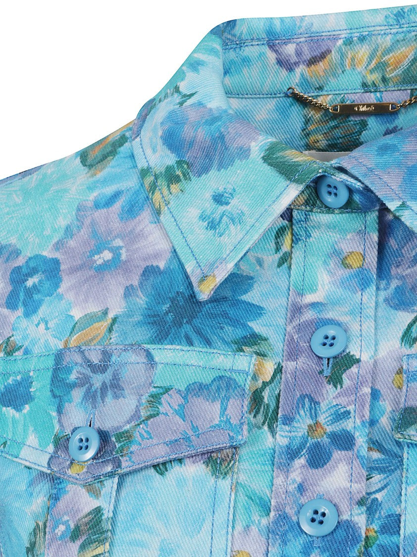 Chloé Mini Polo Dress With Daisy Print And Military Buttons