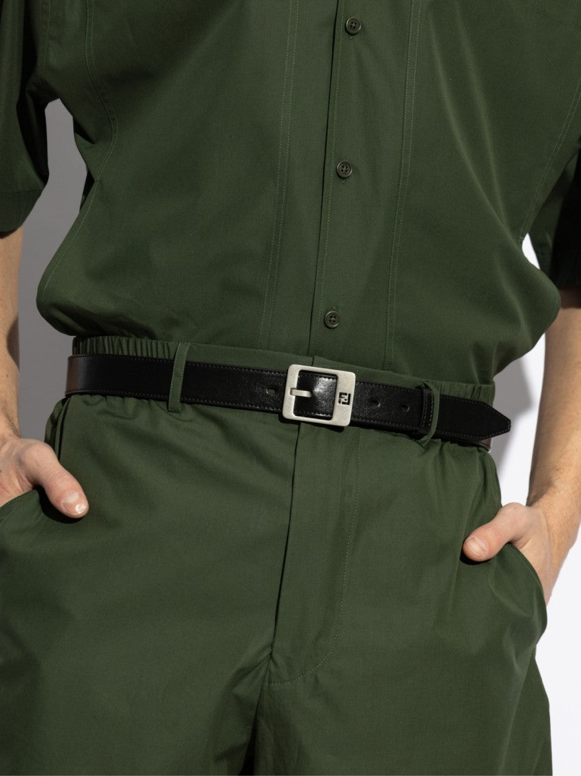 Fendi Ff Monogram Buckle Leather Belt