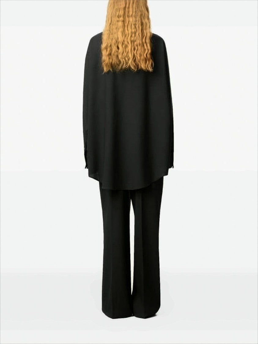 Ami Draped Collar Long-Sleeved Top With Scarf Detail