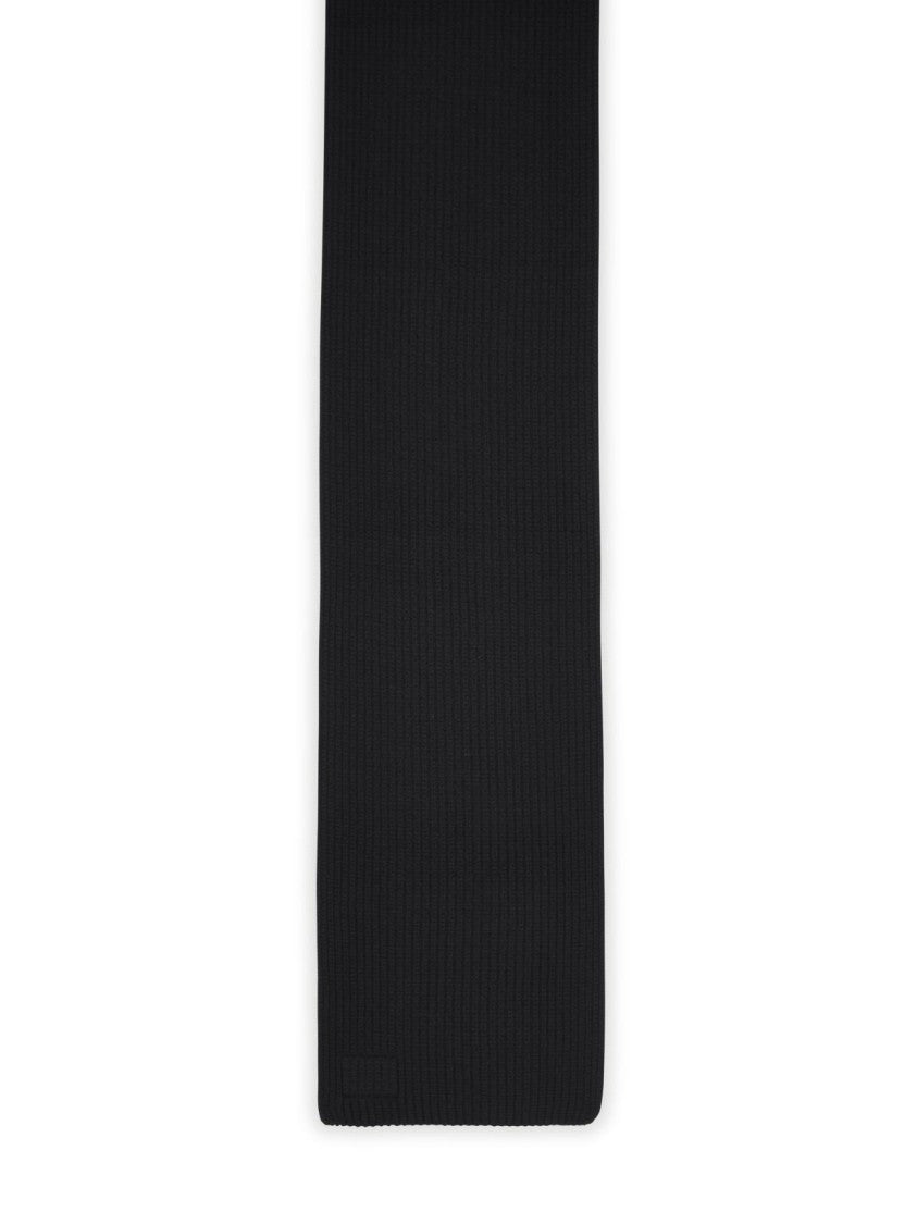 Dolce & Gabbana Black Dg Patch Embossed Leather Cashmere Scarf
