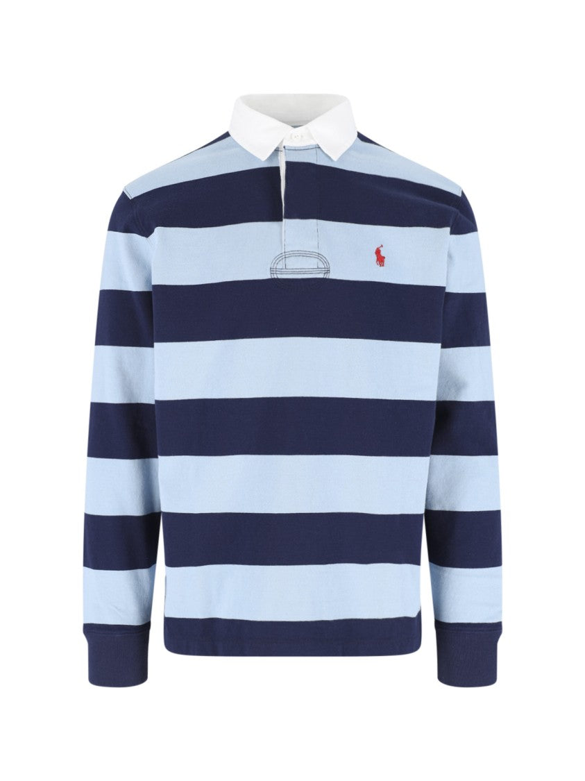 Polo Ralph Lauren Blue Broad Striped Rugby Polo