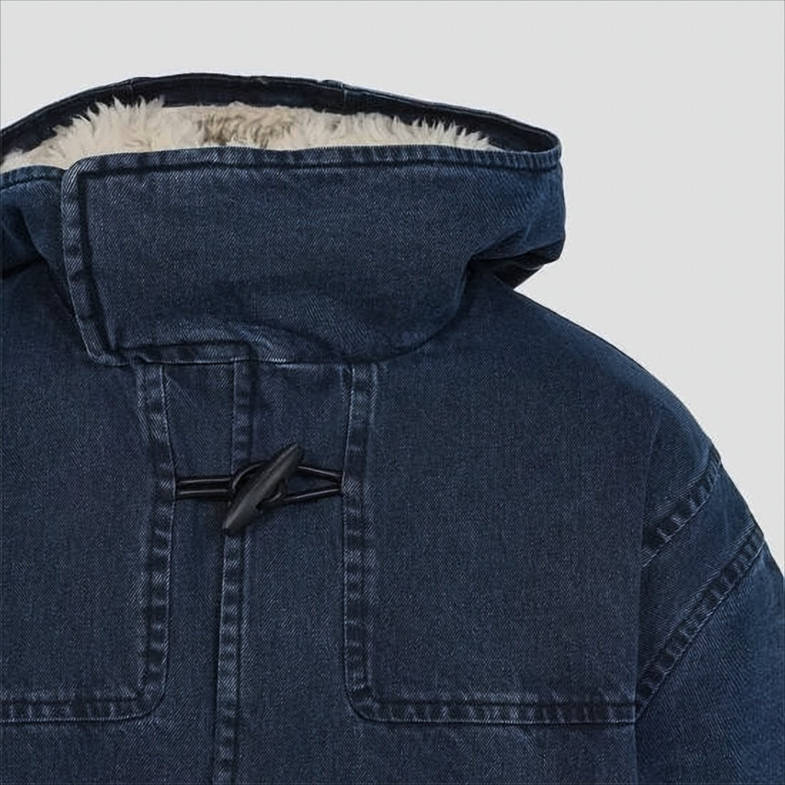 Jacquemus Structured Dark Denim Jacket With Shearling Lining