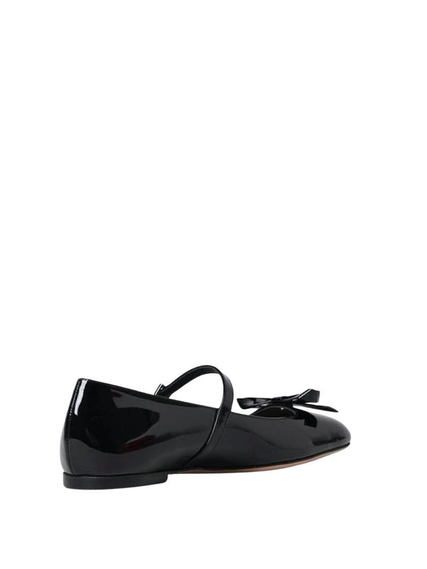 Valentino Garavani Black Patent Leather Flats With Bow Detail