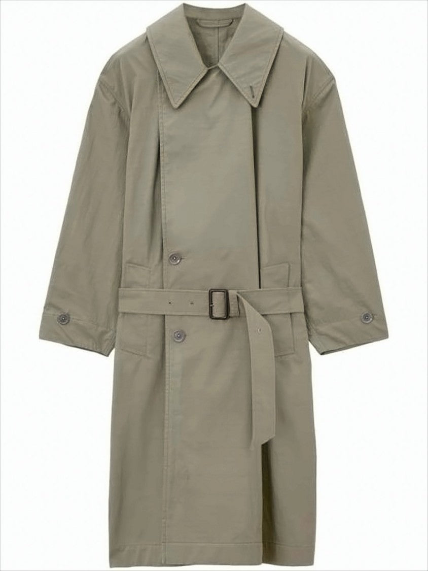 Lemaire Relaxed Oversized Trench Coat With Belted Waist And Subtle Texture
